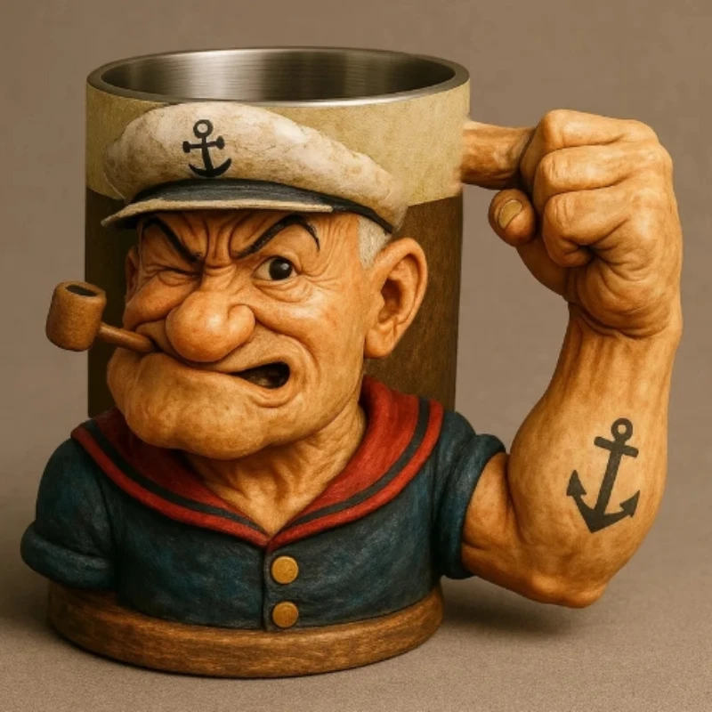 1 Stück 3D Interessante Dekorative Tasse aus Edelstahl, Multifunktionaler Kreativer Feiertagsgeschenk-Kaffeebecher, Harz-Tasse für Zuhause