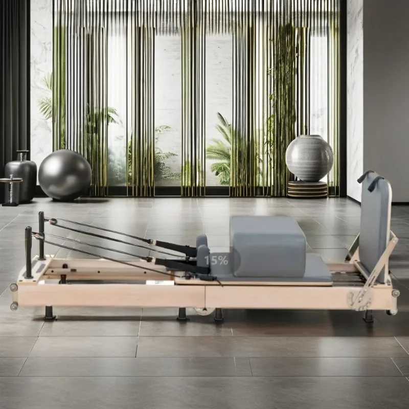 YTYIN صالة الألعاب الرياضية واللياقة البدنية واليوجا المصلح بيلاتيس ممارسة خشب القيقب بيلاتيس قابلة للطي #1