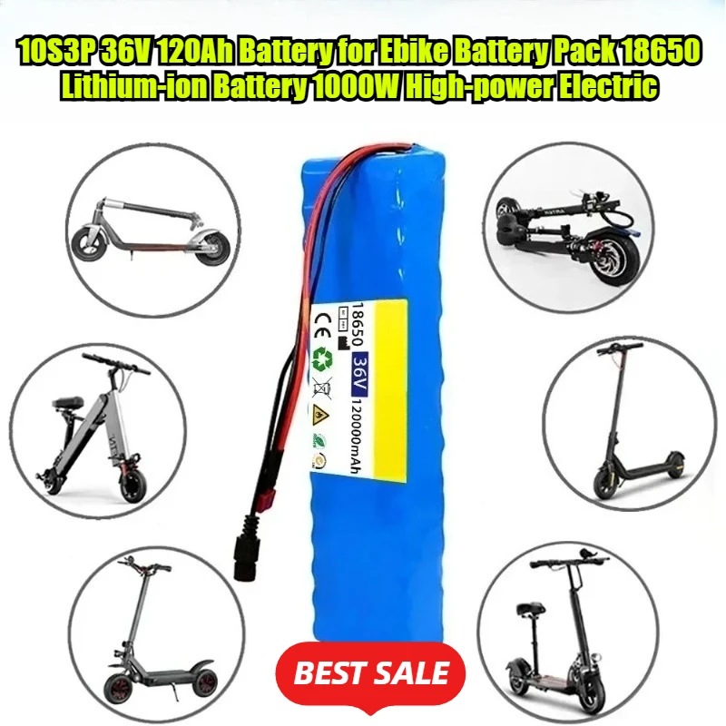 

10S3P 36V 120Ah Battery for Ebike Battery Pack 18650 Lithium-ion Battery 1000W High-power Electric
