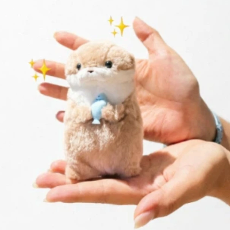 Cute Otter Holding Fish Plush Doll Keychain Soft Stuffed Animal Pendant Creative Amuse Gift Toy For Fans Friends Birthday Ho
