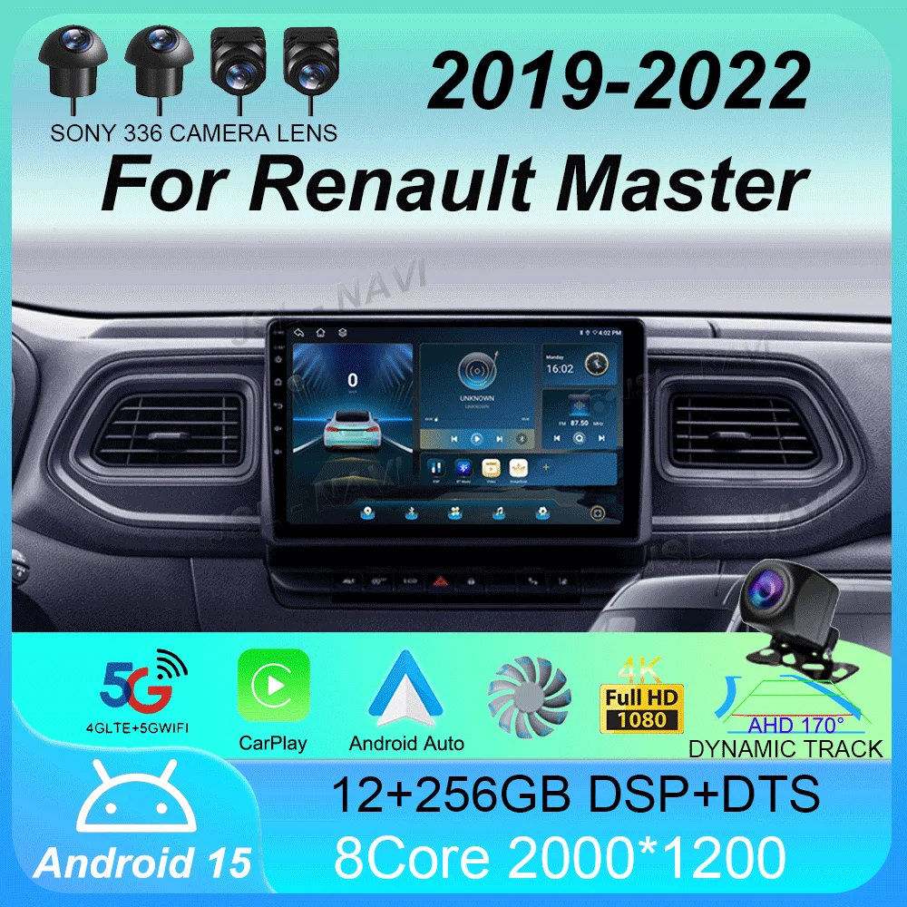 

Car Radio Android 15 Carplay Auto For Renault Master 2019 2020 2021 2022 Navigation DVD Video Player 2 Din Stereo 360 Camera DSP