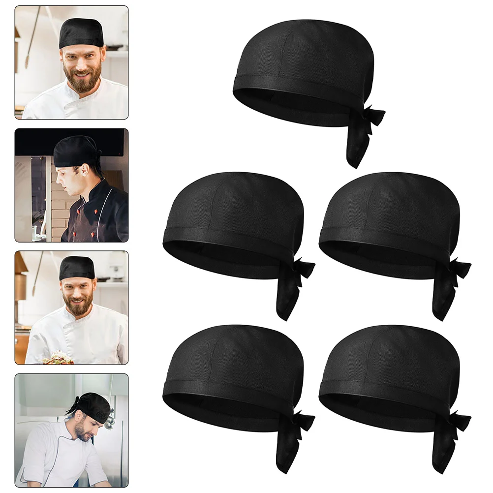 

5Pcs Kitchen Cooking Chef Hats Black Unisex Durable Comfortable Restaurant Serving Hat Kitchen Accessories Chef Hat