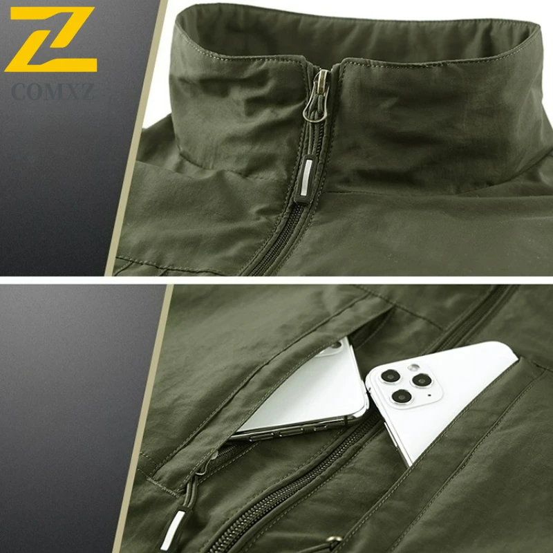 Men Lightweight Utility Vest 2025 New Sleeveless Stand Collar Multi Pocket Vests Outdoor Camping Breathable Versatile Waistcoat