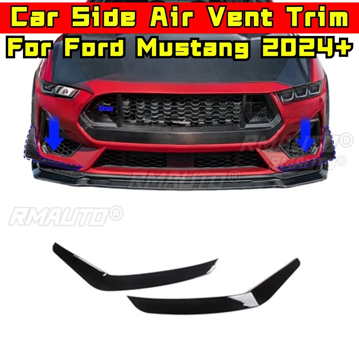 

Car Side Bumper Air Intake Vent Splitter Accessories For Ford Mustang Black Horse ECO/GT 2024+ Bumper Splitter Cover Air Vent