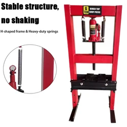 6 Ton Hydraulic H-Frame Garage Floor Adjustable Shop Press with Plates 6T Red for Garages or Professional Shops