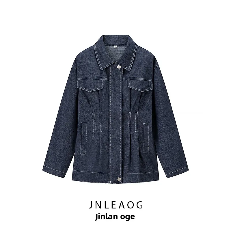 

JNLEAOG Women's Faionable Single-Button Denim Jaet Autumn New Sle Design Sensation European Sle Polyester Fiber