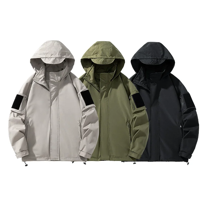 

Spring Autumn Fashion Outerwear Men Fleece Sportswear Jacket Hiking Casual Windbreaker Coat Lightweight Waterproof Hoodies Tops