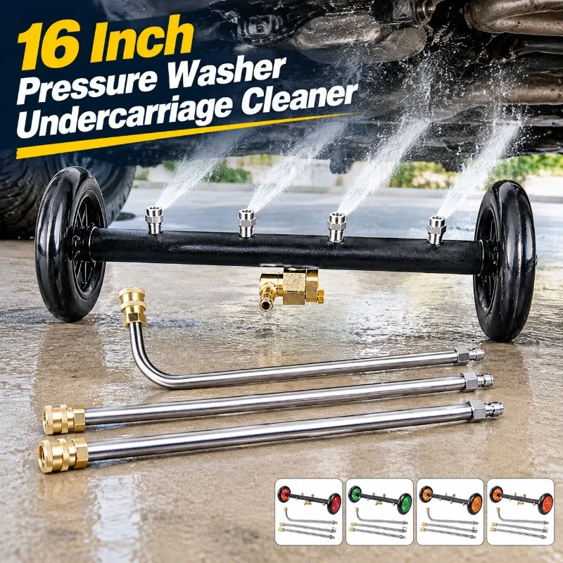 High Pressure Washer Car Undercarriage Cleaner 16 Inch Multi-functional 4 Nozzle Surface Washer Rated 4000psi for Auto Chassis