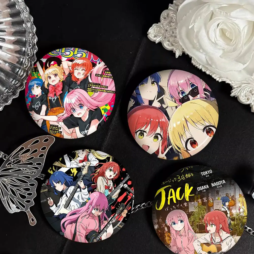 BOCCHI THE ROCK Anime Creative Pins Funny Faces Round Snap-in Brooch Badge Backpack Hat Accessories Jewelry Gifts