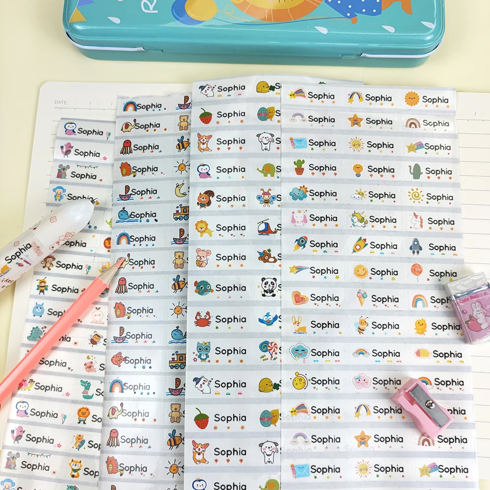 60pcs/120pcs Personalization Custom Name Labels Animal Style Custom Waterproof Name Stickers Label Sticker With Students School