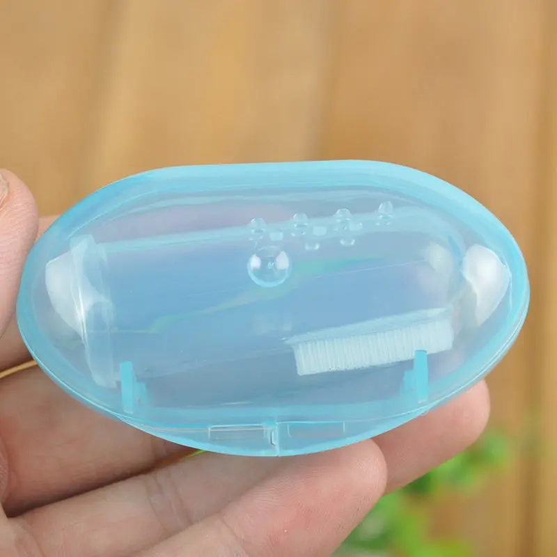 Cute Baby Finger Toothbrush With Box Children Teeth Clear Massage Soft Silicone Infant Rubber Cleaning Brush Massager Set