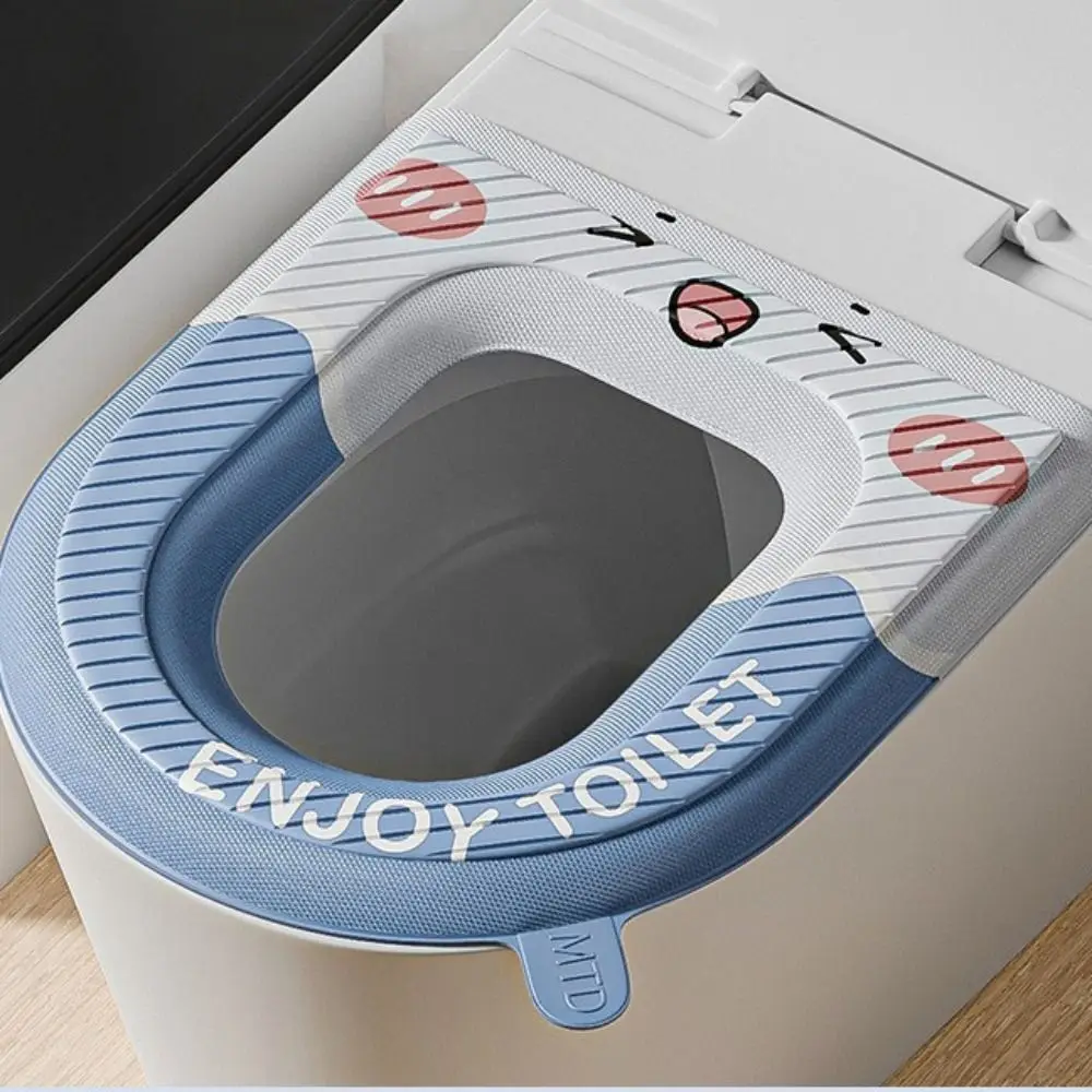 

2 шт. многоразовые с ручкой, подушка для сиденья унитаза, милый водонепроницаемый коврик для унитаза, мультяшный клейкий чехол для унитаза, всесезонные