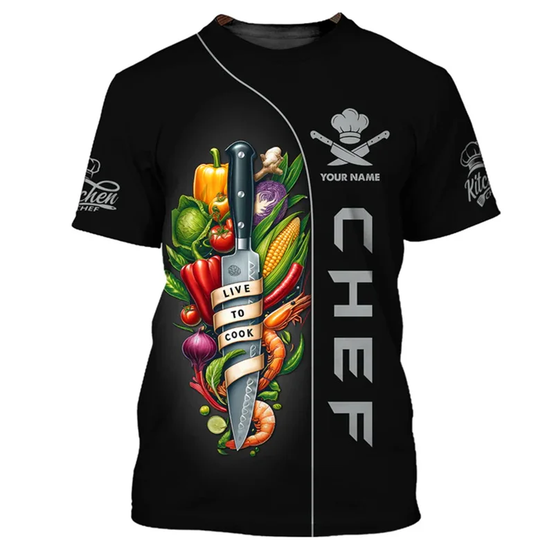 Fashion Chef Work Fun Print T-shirt Men Clothes DIY Customize Your Name Crewneck T Shirts Funny Cook Trend Breathable Tee Top
