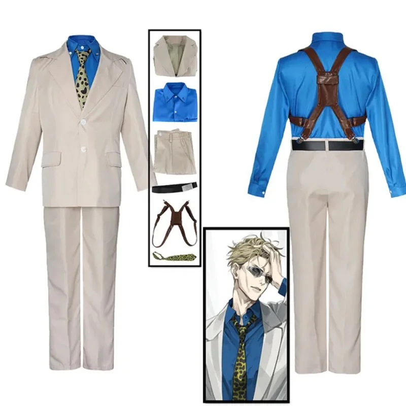 Jujutsu Kaisen زي تأثيري أنيمي للرجال ، قميص ، بنطلون ، ربطة عنق ، شعر مستعار ، بدلة ، Nanami kentu ، حفلة