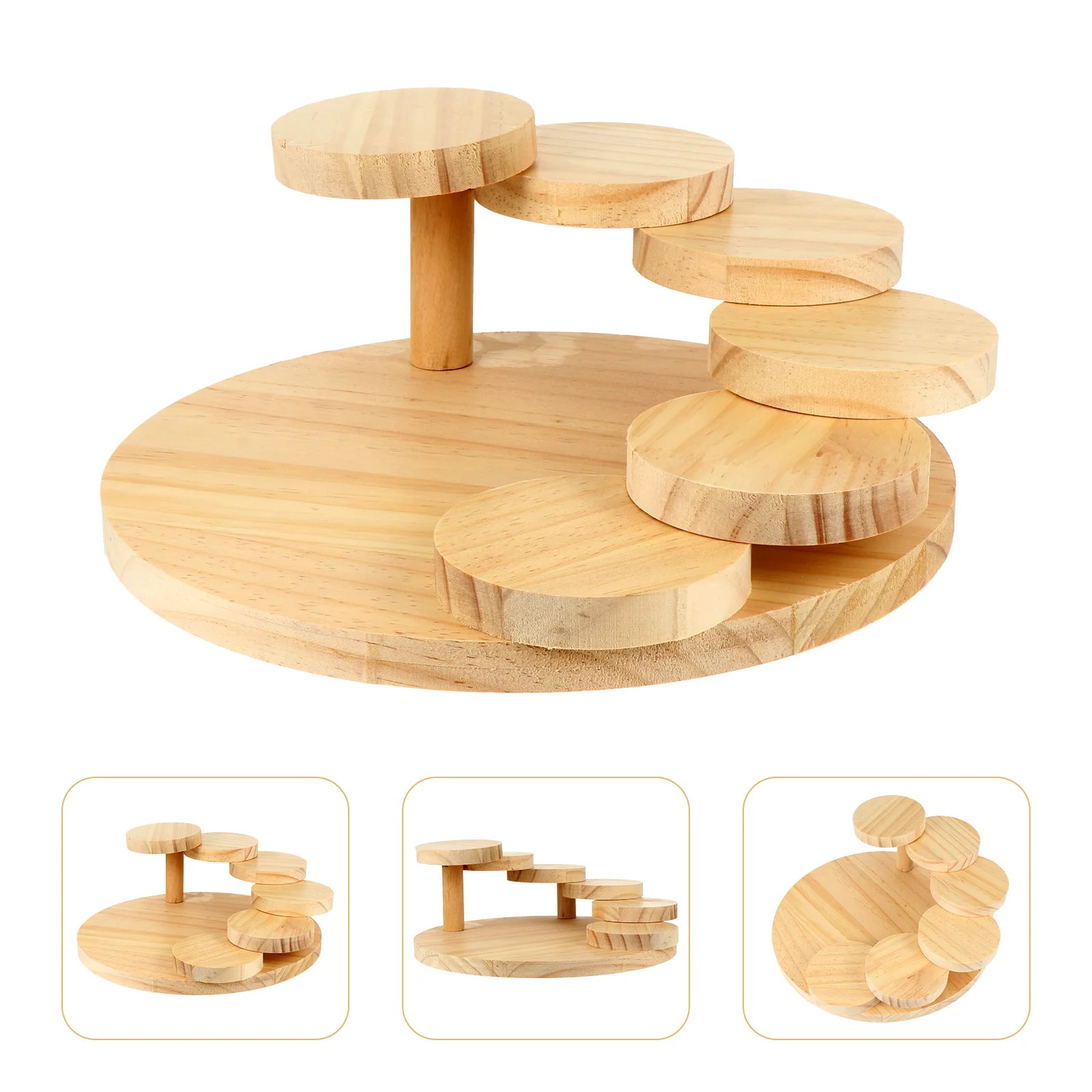 Sushi Plate Rotating Tray Wood Tableware Restaurant Dish Nutcracker Decor Container Serving Severing Meat Wooden Platters