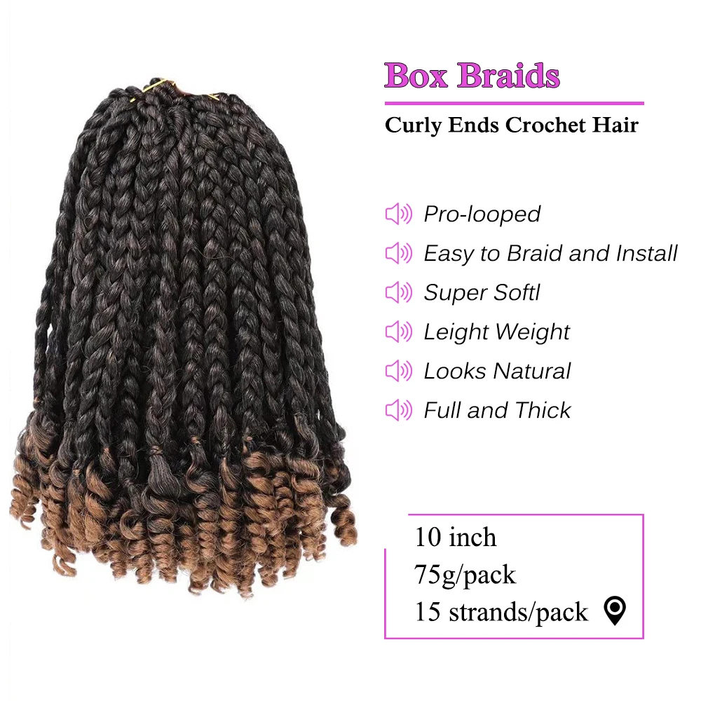 Dansama Goddess Crochet Hair Box Braid Curly Ends Ombre Blonde Synthetic Hair Extensions For Black Women and Baby Kids