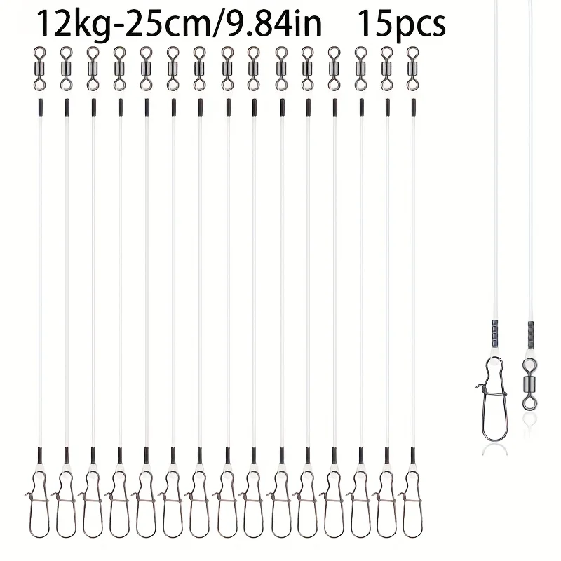 15 Stück Fluorocarbon-Vorfächerleinen zum Angeln – unsichtbare und starke Vorfächerleinen für Barsch, Forelle, Hecht, 7 kg/9 kg/12 kg/14 kg/18 kg/20 kg/23 kg
