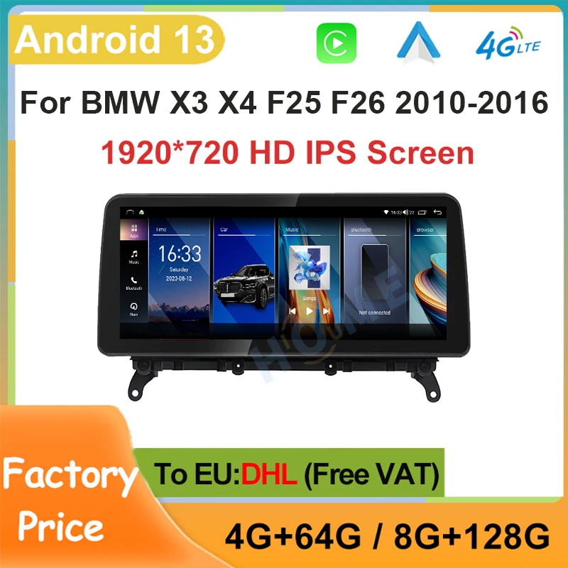 

Factory Price Car Video Player 10.25" 12.5" 128G Android 13 For BMW X3 F25 X4 F26 Multimedia Carplay GPS Navigation Blue-tooth