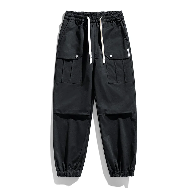 طويل تنفس الرياضة بانت الرجال ربيع الخريف جديد Sweatpant موضة الصلبة سلسلة يغطي الرجل عالية مرونة فضفاضة نشط عداء ببطء بنطلون