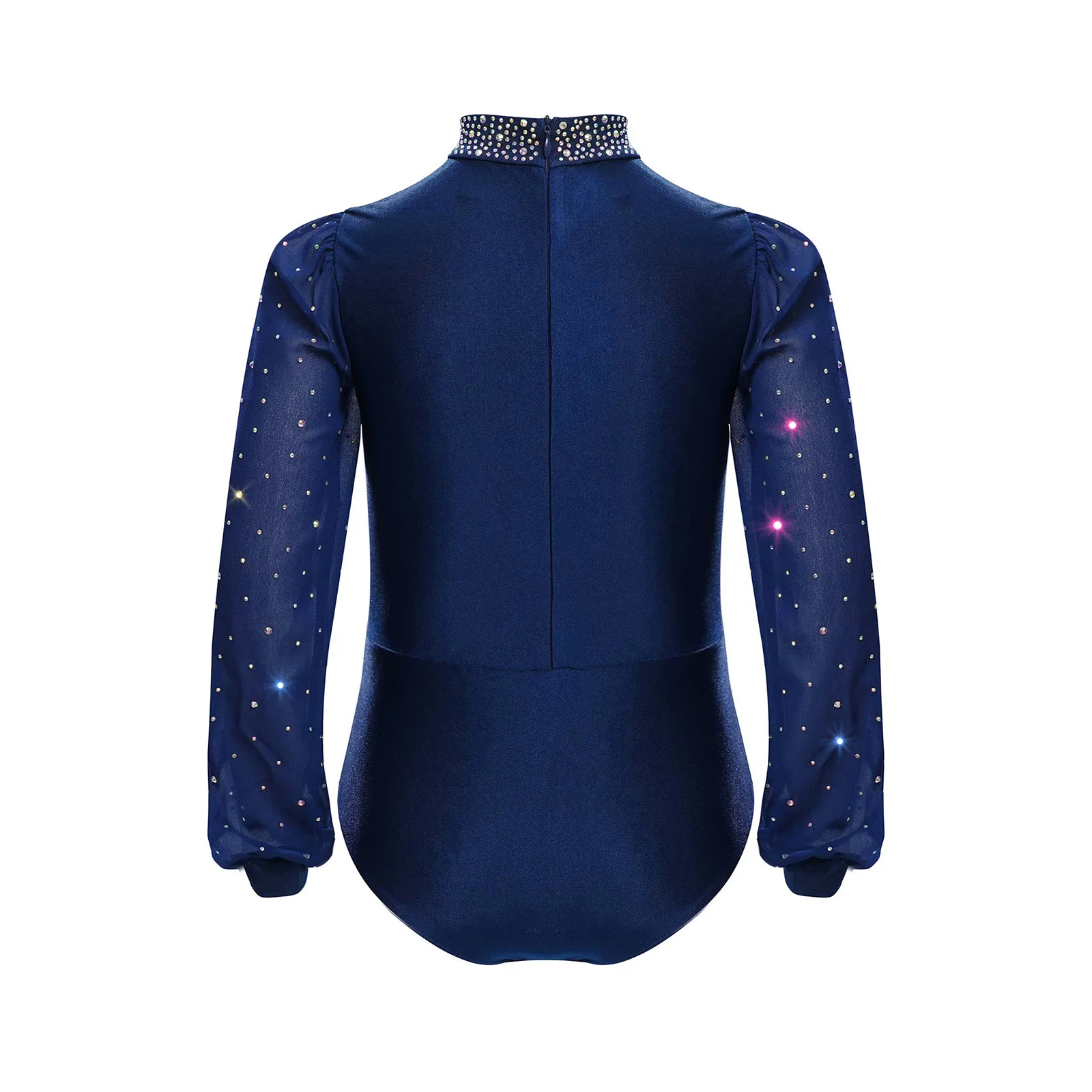 男の子ラテンダンスレオタードフィギュアスケートバレエ衣装長袖光沢のあるラインストーンボディスーツ社交ダンスタンゴパフォーマンス