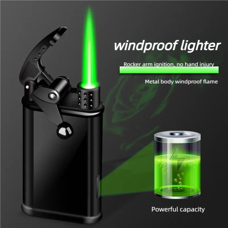 

OB-906 Rocker Arm, Windproof, Inflatable, Green Flame, High Temperature Resistance, Creativity, Gift, Lighter