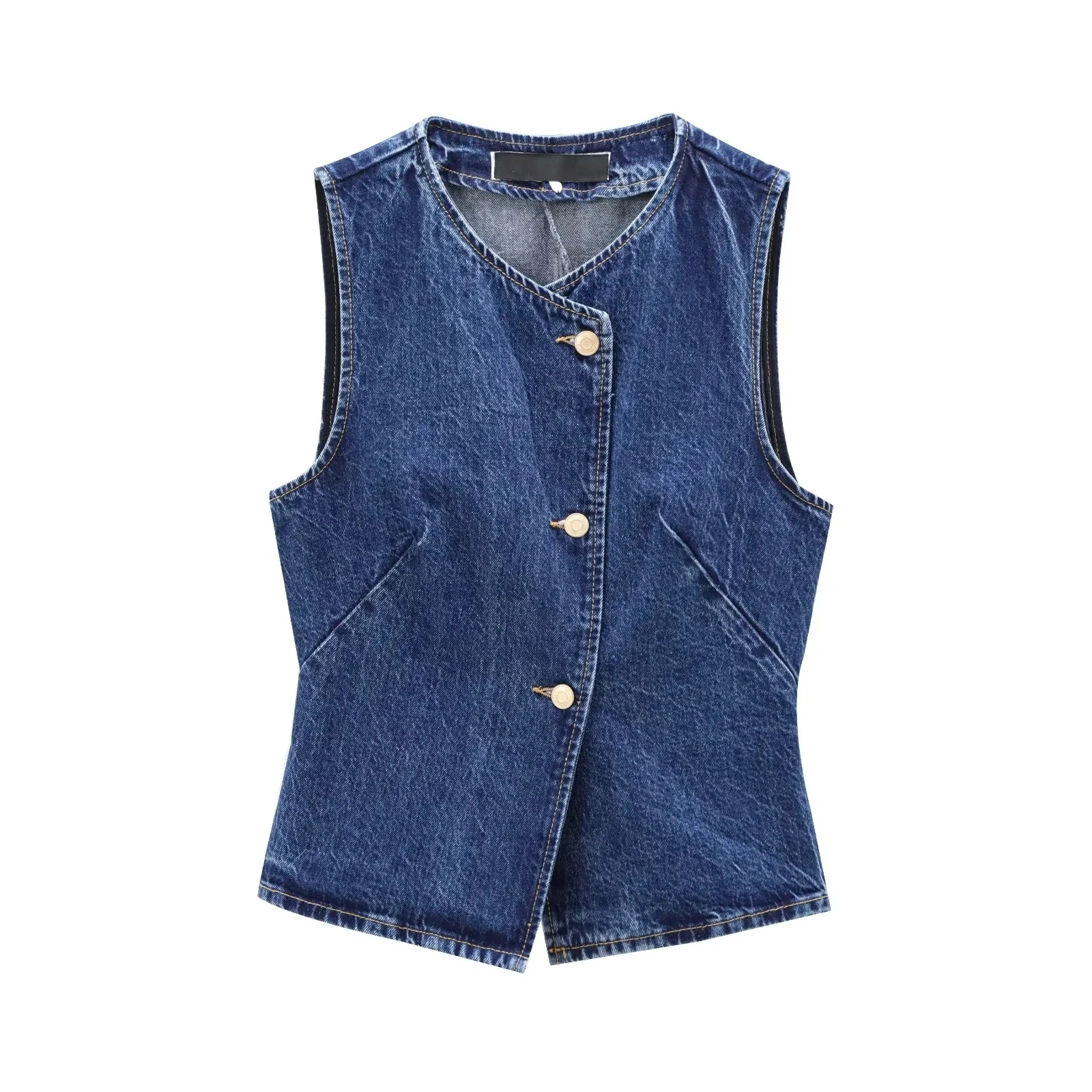 

Women's Short Vest Autumn Fashion Blue Denim Vest Top Lady Casual Cropped Sleeveless Jacket Streetwear New Waistcoats