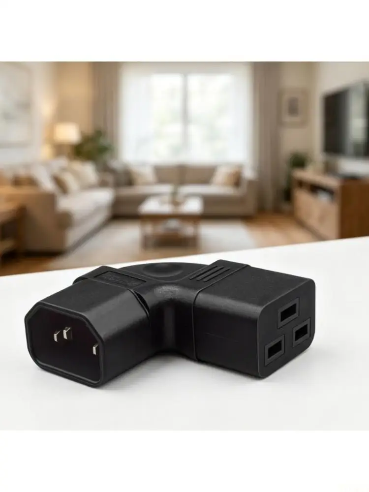 B03F Left Angled PDU Power Adapters IEC320 C14 Male to C19 Female Power Connectors Metal Texture for Data Center Cabinet