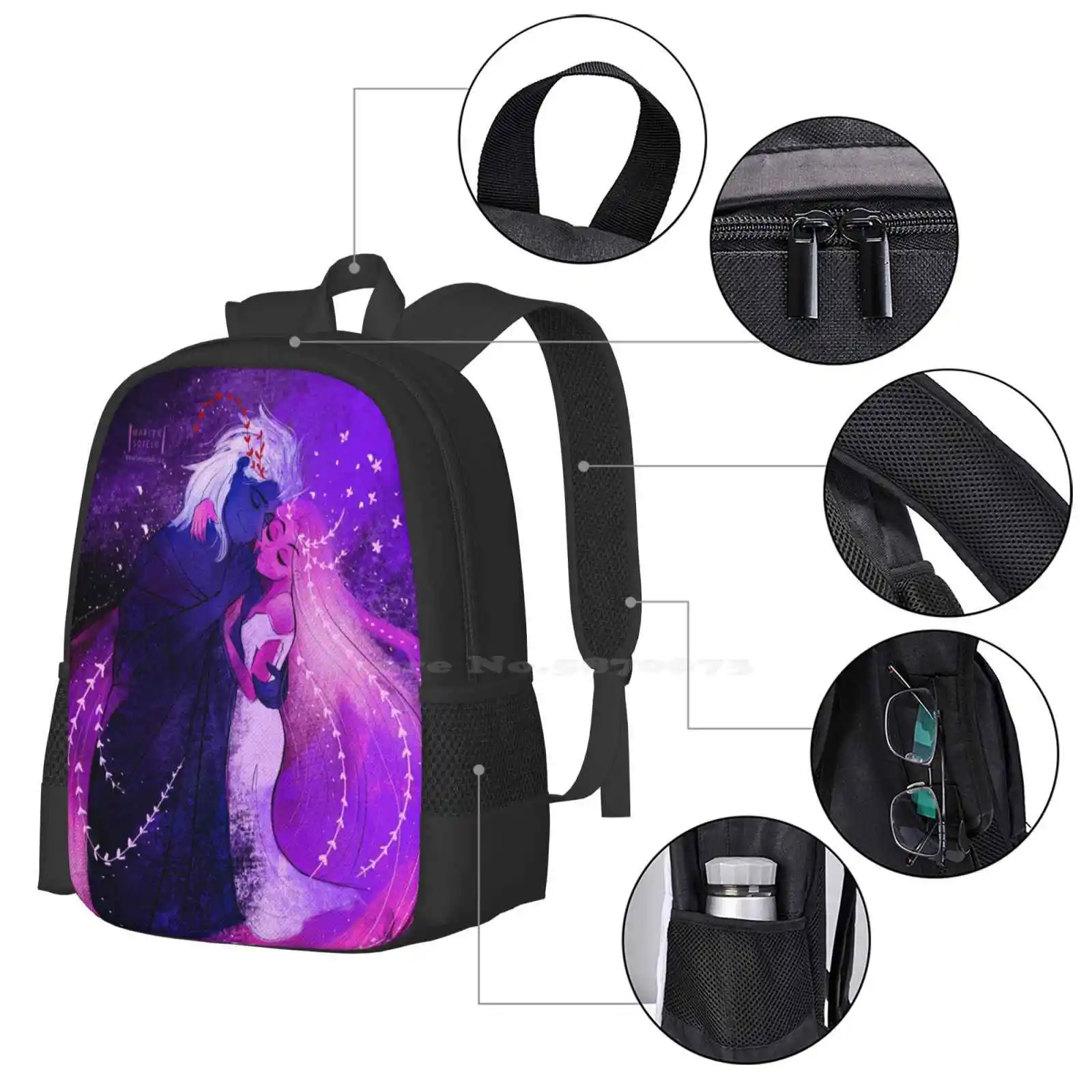 Hades & Persephone Lore Olympus Bolsa De Escola, Mochila De Grande Capacidade, Laptop Bag, Fan Art