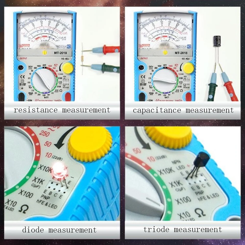 MT-2019 Analog Multimeter Protective Function Safety Standard Professional Ohm Test Meter Voltage Current Capacitance Detection