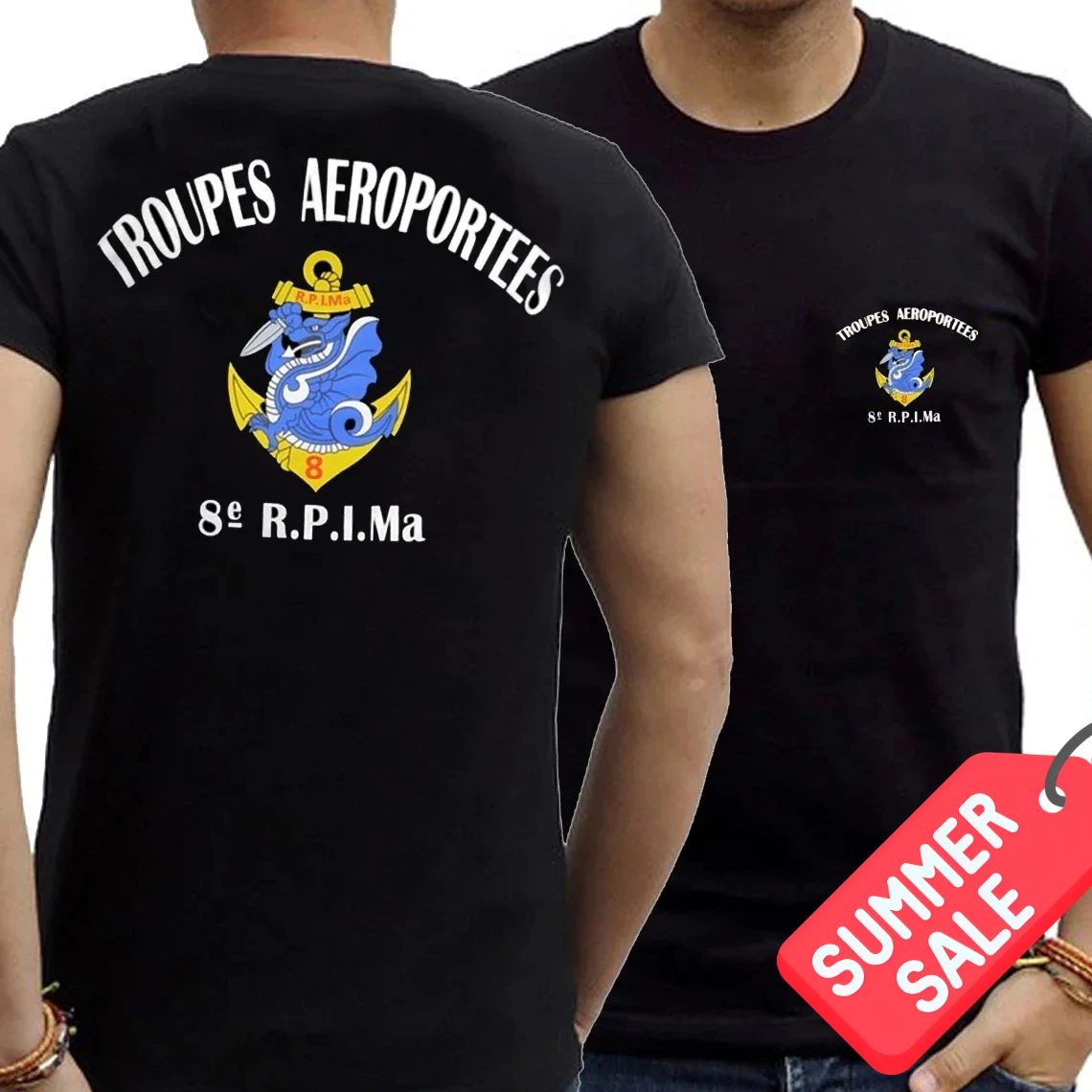 French Army 8th Marine Infantry Parachute Regiment Airborne T-Shirt Short Sleeve Casual 100% Cotton O-Neck Summer Mens T-shirt