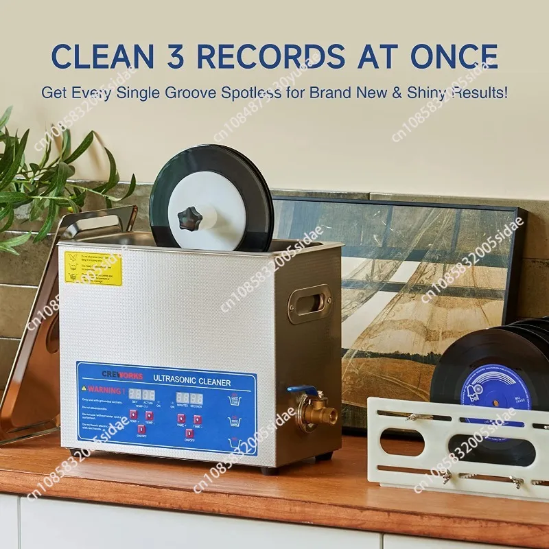 6.5 Liter 180W Ultrasonic Vinyl Record Cleaner 7-12 Inch Disc Washing Machine With Drying Rack Household Audio Cleaning Tool