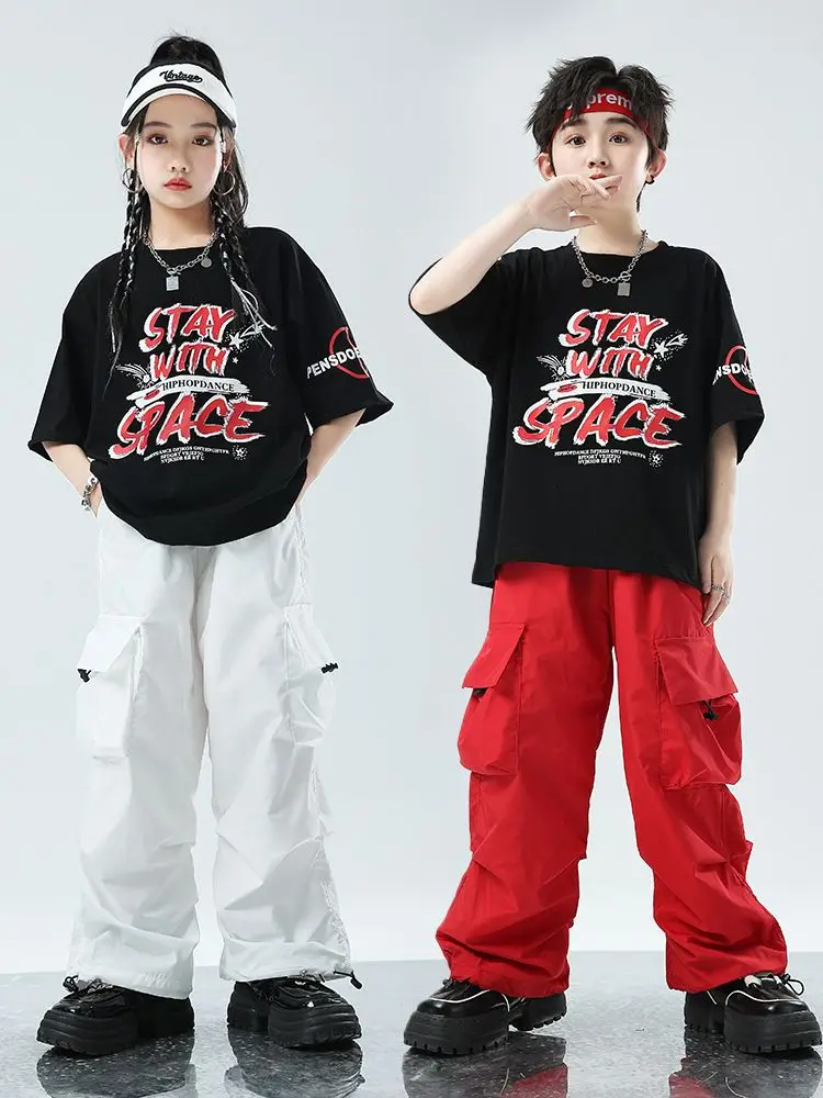 

Girls Hip Hop Sequin Elegant Jacket Cargo Pants Street Dance Clothes Set Kids Jazz Sweatshirt Shorts Costume Children Streetwear