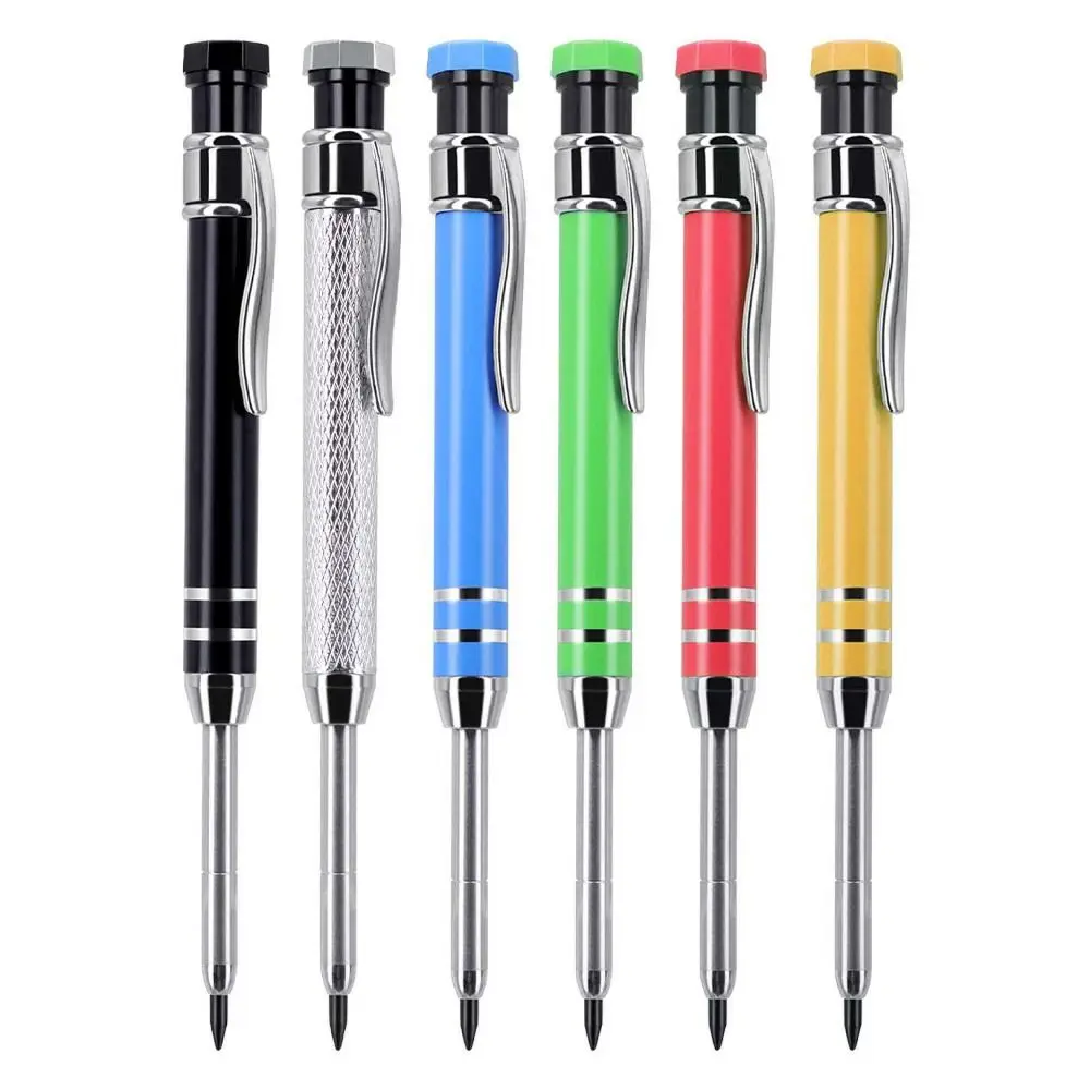 

2.8mm Mechanical Pencil Deep Hole Marking Long Head Woodworking Marking Tool Metal Built-in Sharpener Solid Carpenter Pencil