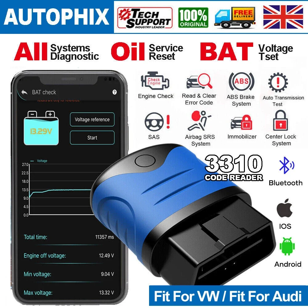 

AUTOPHIX 3310 Full System OBD2 Scanner Code Readers Fit For VW/AUDI/SKODA/SEAT BAT Check Oil Reset Diagnostic Tool
