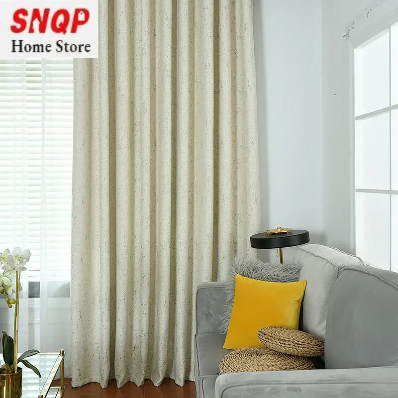 

Light Luxury Cotton and Linen Chenille Curtain Fabric Yarn-dyed High Blackout Bedroom Simple Curtains for Living Dining Room Ljl