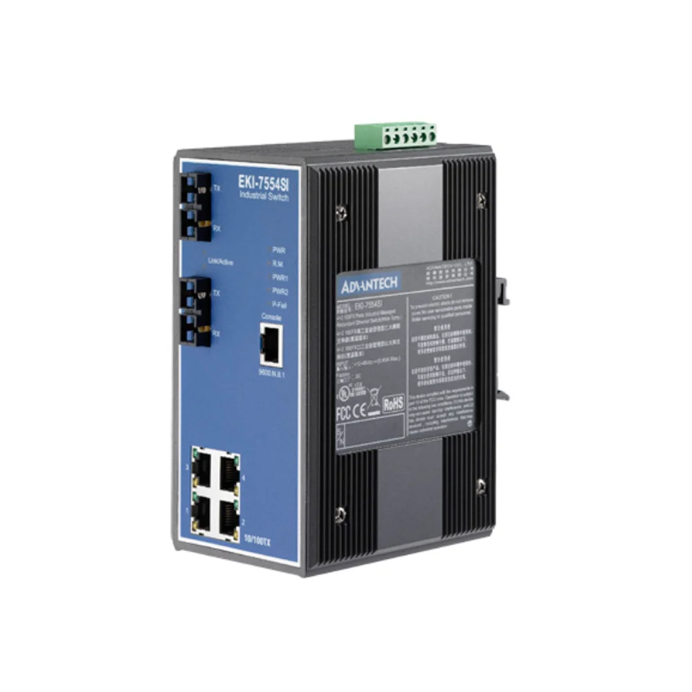

Advantech EKI-7554SI 2 SC Type Fiber Optic 4 Fast Ethernet Ports Managed Industrial Ethernet Switch with Wide Temperature