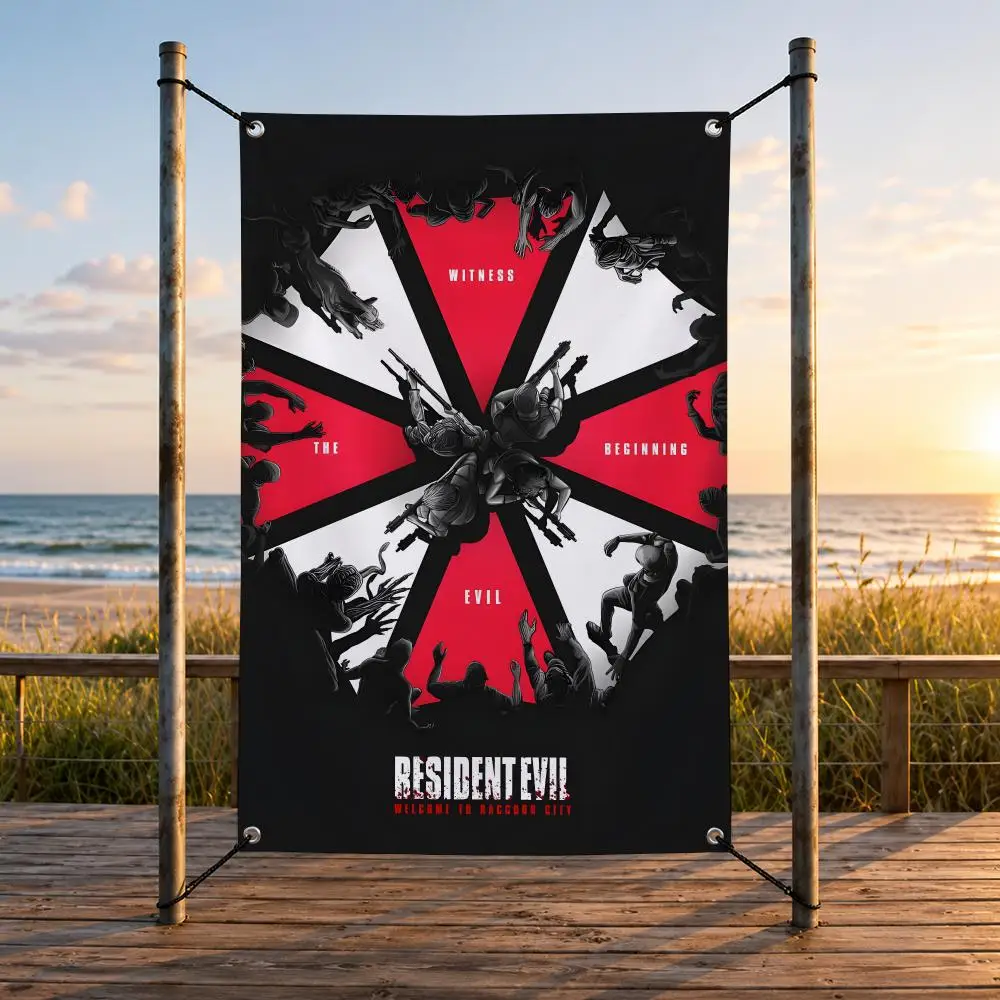 Game R-Resident Evil Flags Vertical Wall Hanging for Bedroom Dorm Living Room Party Garage Camping
