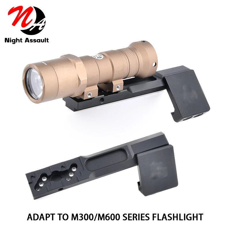 

Tactical Flashlight KeyMod Mlok Offset Mount Base Outdoor Scout Light Accessories For Surefir M300 M600 20mm picatinny Rail