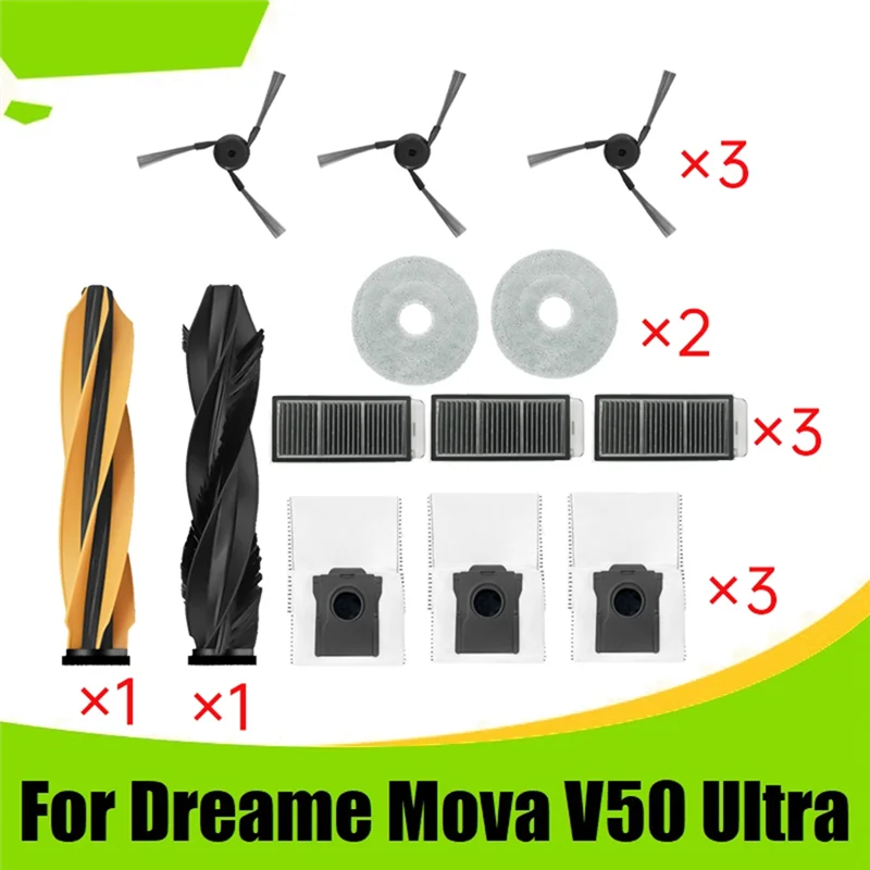 Peças de vácuo de rolo BAAM-2Xmain para dreameova v50 ultra escova lateral filtro hepa esfregão pano saco de pó kit