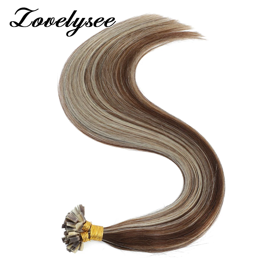 Pré ligado v ponta extensões de cabelo humano em linha reta queratina extensão do cabelo 0.8g/strand fusão natural cabelo remy real para salão de beleza