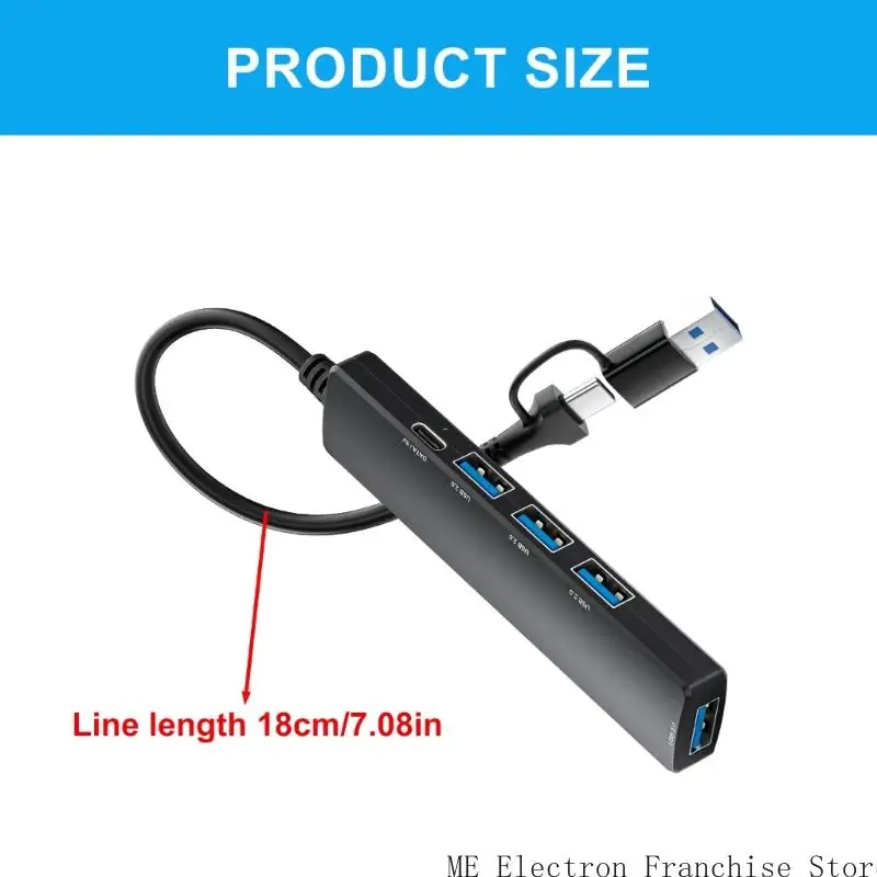 T5EA USB CスプリッターケーブルUSB C/USB男性への3XUSB2.0+1XUSB3.0+1XTYPE Cデータ転送