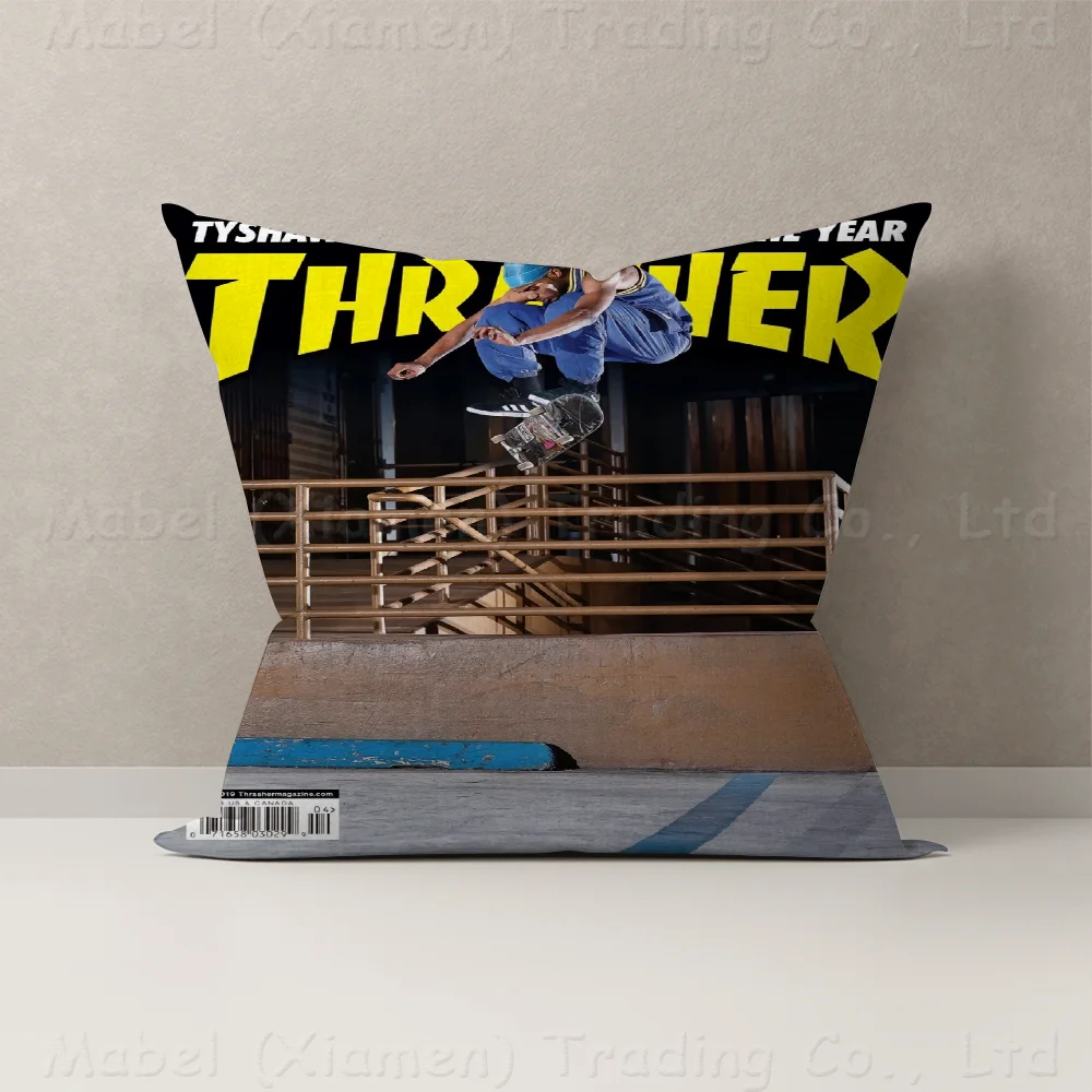 Skateboard T-Thrasher Cushion Cover Car Throw Pillow Case For Sofa Car Christmas Gift 40x40cm 45x45cm