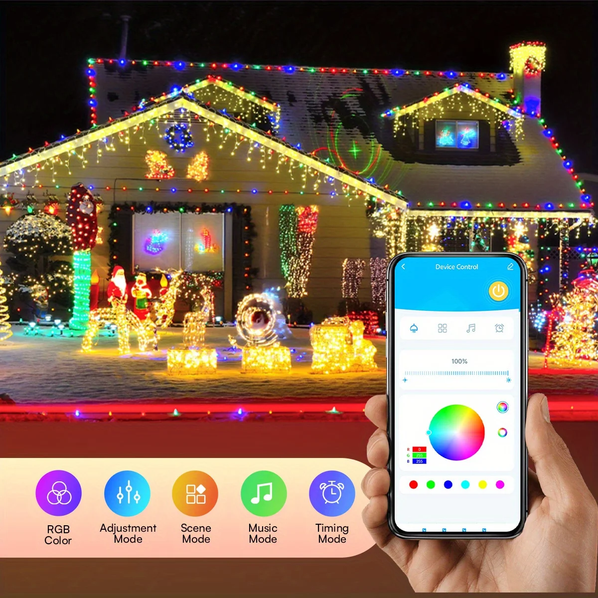 USB Smart Fairy Light Halloween/Natale String Light 50/100 LED Ghirlanda Impermeabile Decorazione per albero di Natale per interni/esterni