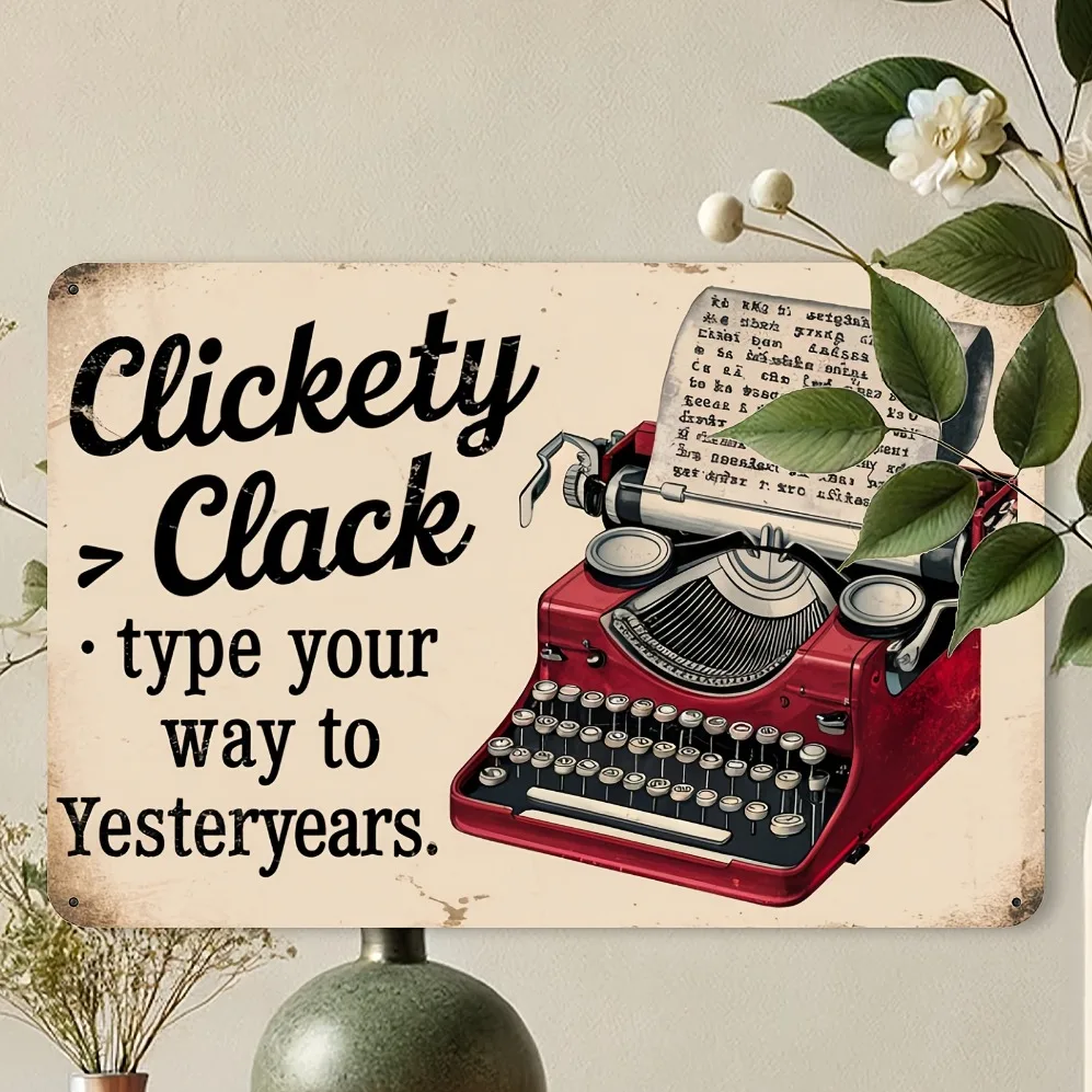 Retro Vintage Typewriter Metal Sign: Iron Wall Art with 