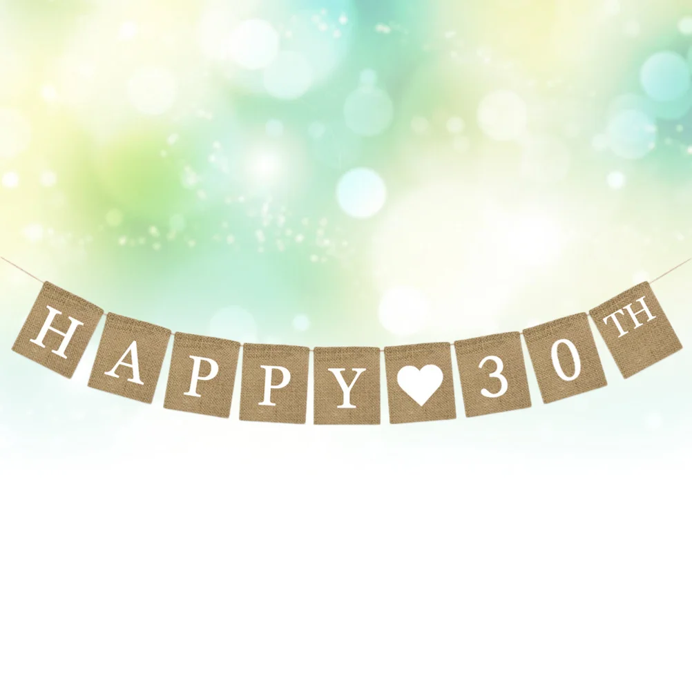 

Burlap Banner Happy 30th Birthday Party Bunting Sturdy String Fray Resistant Edges Party Decor Supplies Indoor Outdoor