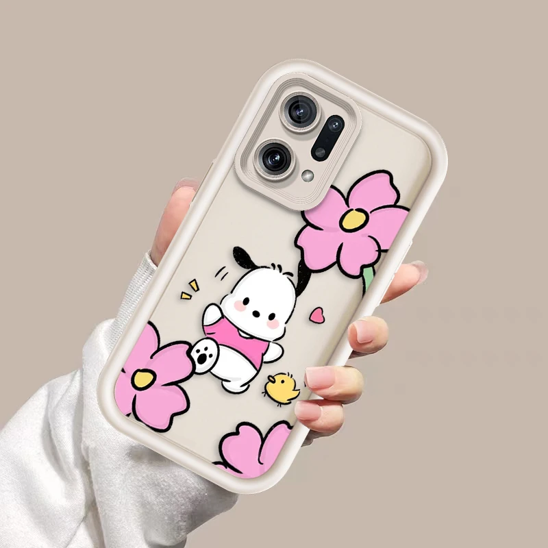 Sanrio Cute Pochacco For OPPO A98 94 92 78 76 74 72 58 57 54 53 2020 Reno10 8 7 Find X5 3 Pro 5G 4G Soft Eye Ladder Phone Case