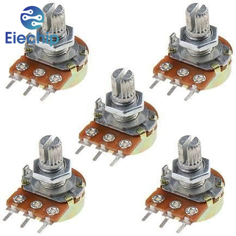 5PCS WH148 Linear Potentiometers 15mm 3pin 1K 2K 5K 10K 20K 50K 100K 250K 1M With Nuts And Washers Potentiometer Kit