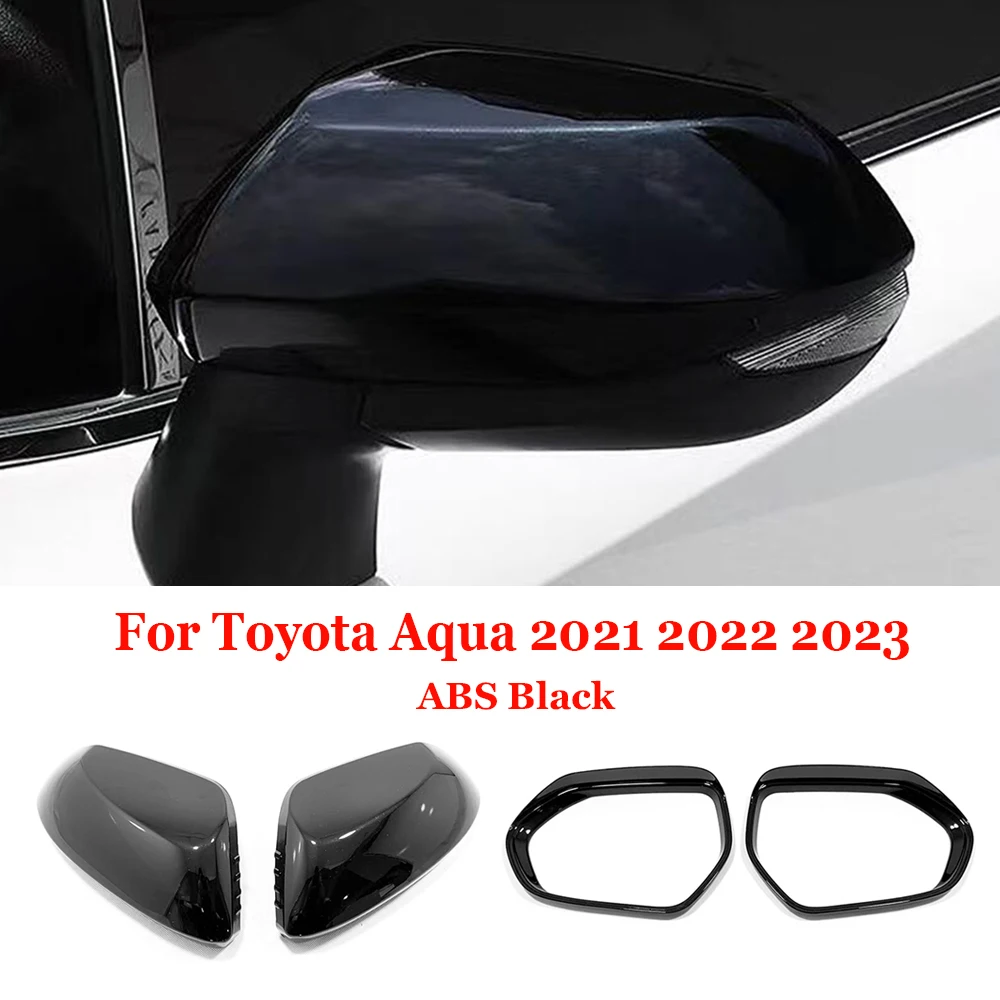 

ABS Black For Toyota Aqua 2021 2022 2023 Exterior Accessories Car rearview mirror Cover Trim rain eyebrow frame Sticker Styling