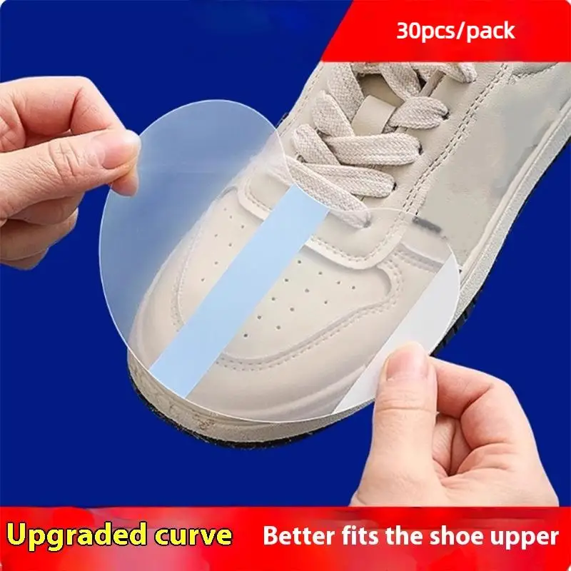 30/90Pcs Shoe Toe Rain Stickers Clear Films Shoe Head Stain Removal Wear Resistant Dirt Resistant Waterproof Shoe Stickers