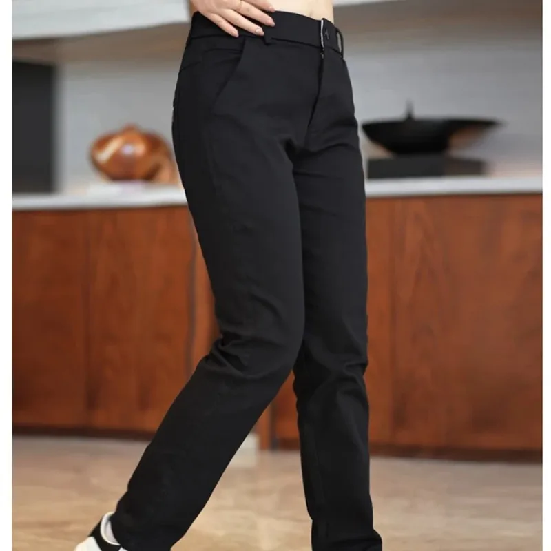 Spring Autumn Men's Pockets Letter Embroidered Button Zipper High Waisted Solid Casual Small Foot Sports Trousers Vintage Pants